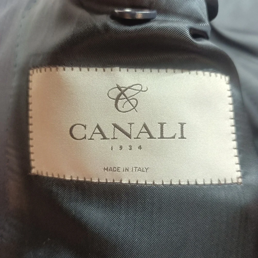 Canali 1934 Mens 54L 44L Pinstripe Wool Blazer Jacket Made in Italy Navy‎ Blue